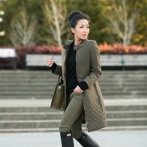 Zara Dark Green Quilted Coat